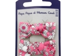 Barrettes clic-clac petits noeuds violette rose