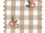 Tissu double gaze  ex2624 vichy brodé fleuri naturel