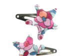 Barrettes clic-clac étoile boutons rose