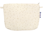 Pochette tissu gaze pois or écru