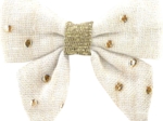 Barrette Mini Noeud Papillon gaze pois or écru