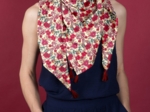 Foulard pompon coquelicot