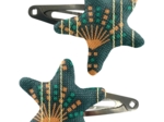 Barrettes clic-clac étoile eventail or vert