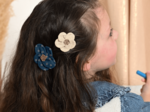 Petite Barrette Pétales de Fleur bulle bronze marine