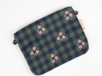 Mini pochette tissu tartan fleuri