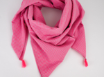 Foulard pompon vichy rose fluo