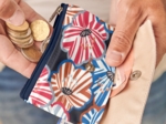 Mini pochette porte-monnaie anémones rayées