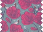 Coupon tissu enduit de 35cm  ex2248 oiseau framboise