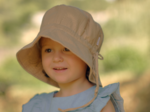 Chapeau de soleil enfant gaze pailletée camel