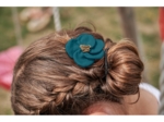 Petite Barrette Pétales de Fleur bleu vert