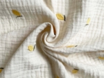 Tissu ex2625 gaze écrue brodée citrons