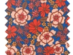 Coupon tissu enduit de 35cm  ex2631 bohème fleuri bleu