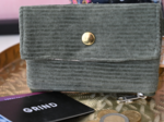 Mini pochette porte-monnaie velours côtelé kaki
