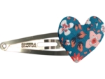Barrette clic-clac cœur fleuri nude ardoise