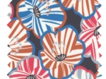 Tissu enduit  au mètre anémones rayées
