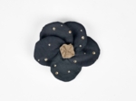 Petite Barrette Pétales de Fleur gaze pois or marine