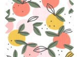 Tissu coton au mètre ex2519 ronde de fruits blanc peche