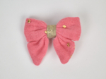 Barrette Mini Noeud Papillon gaze pois or rose sorbet