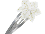 Barrette clic-clac fleur étoile  blanc pailleté