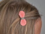 Barrette Noeud Anti-Glisse vichy orange fluo