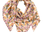 Foulard pompon ikat ocre