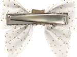 Barrette Mini Noeud Papillon  blanc pailleté
