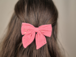 Barrette noeud papillon gaze pois or rose sorbet
