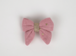 Barrette Mini Noeud Papillon gaze pois or rose thé