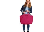 Grand sac cabas en tissu etoile or fuchsia