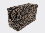 Trousse de toilette rectangle leopard matelassé moka