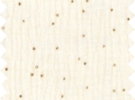 Tissu gaze pois or écru