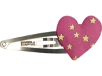 Barrette clic-clac cœur etoile or fuchsia