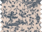Tissu enduit  au mètre  toile de jouy marine