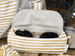 Etui à lunettes rayé or blanc