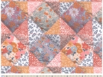 Tissu enduit  au mètre ex2360 patchwork corail