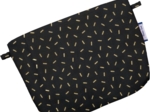 Mini pochette tissu  paille dorée noir