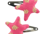 Barrettes clic-clac étoile feuillage or rose
