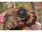 Petite Barrette Pétales de Fleur  paille dorée noir