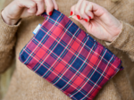 Pochette tissu tartan rouge