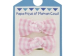 Barrettes clic-clac petits noeuds vichy rose