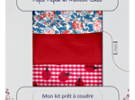 Kit prêt à coudre 3 Carrés démaquillants vichy coccinelle