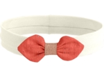 Bandeau jersey bébé noeud gaze dentelle corail