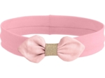 Bandeau jersey bébé noeud oxford rose