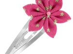Barrette clic-clac fleur étoile etoile or fuchsia