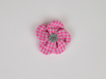 Petite Barrette Pétales de Fleur vichy rose fluo