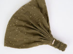Bandeau fichu Enfant gaze pois or kaki