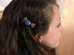 Petite barrette mini bonbon huppette fleurie