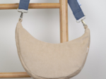 Sac demi lune petit  velours côtelé beige