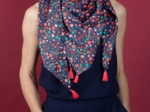 Foulard pompon huppette fleurie