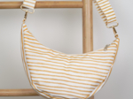 Petit Sac demi lune rayé or blanc